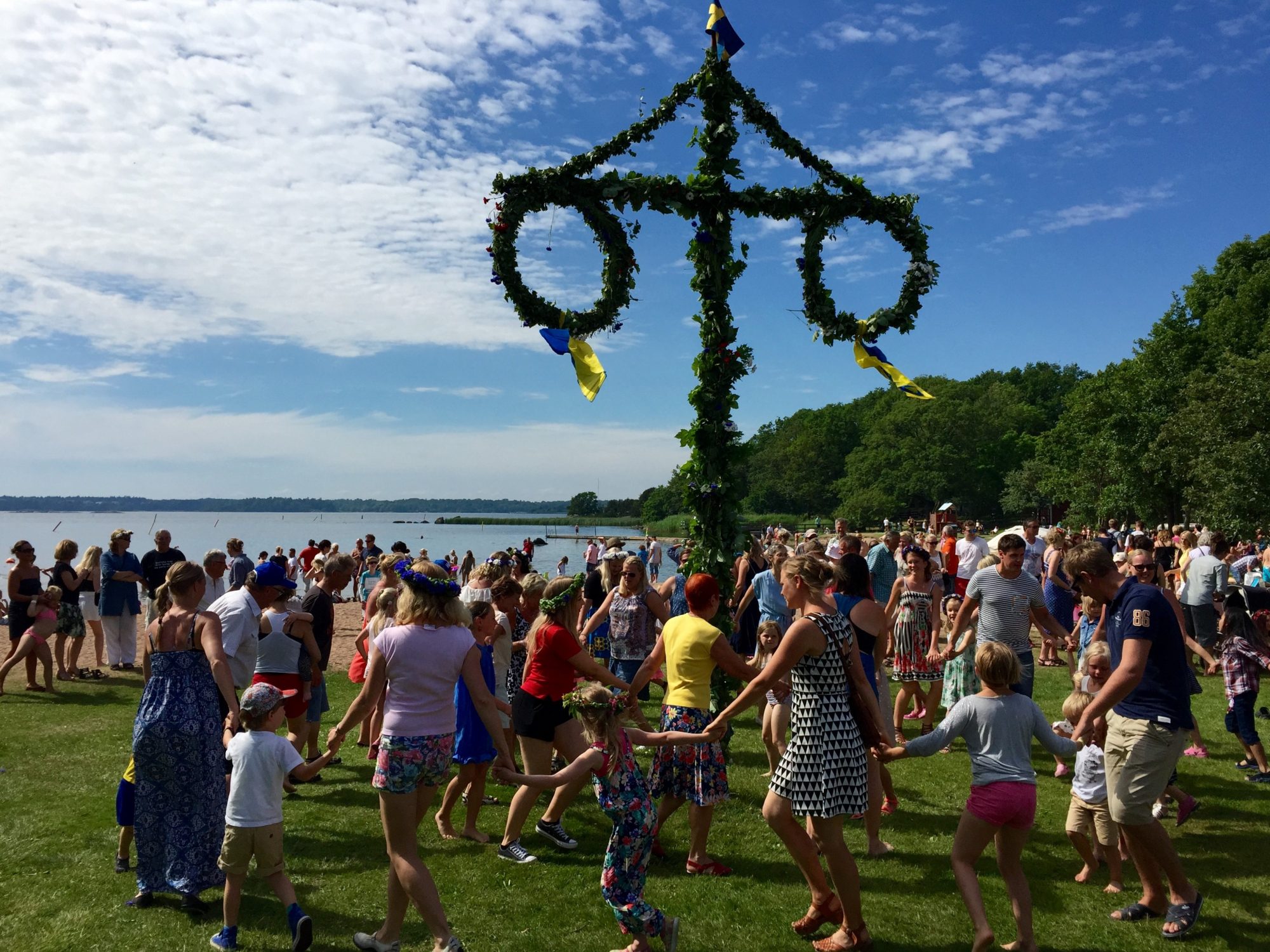 Traditional Midsummer celebration in Swedan at Dragsö Camping